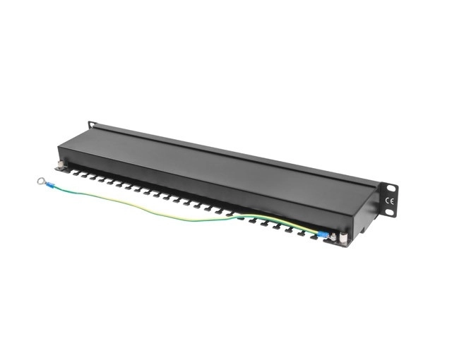 Patch panel 24 portů 1U Cat.5E černý stíněný