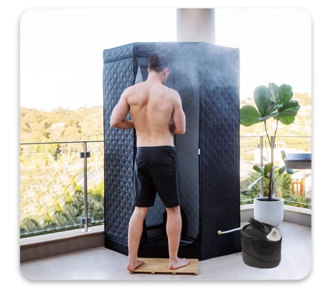 Přenosná domácí parní sauna - černá