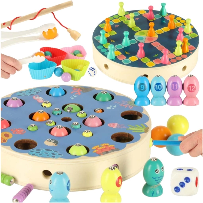 Montessori hra pro děti rybičky a housenky – magnetické lovení a třídění