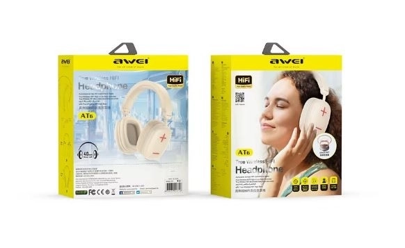 Bezdrátová sluchátka Bluetooth Awei AT6 Béžová
