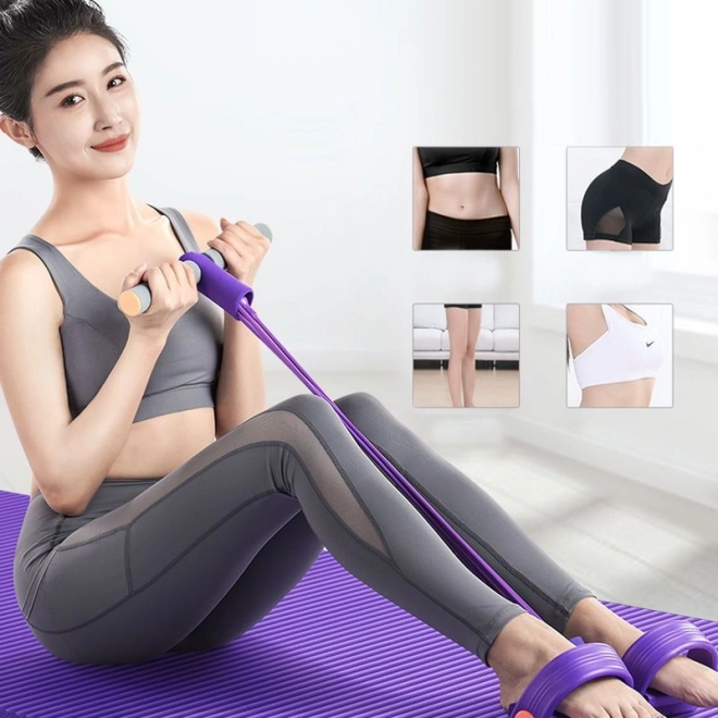 Fitness expandér na nohy pro procvičování svalů nohou, břicha a stehen - fialový
