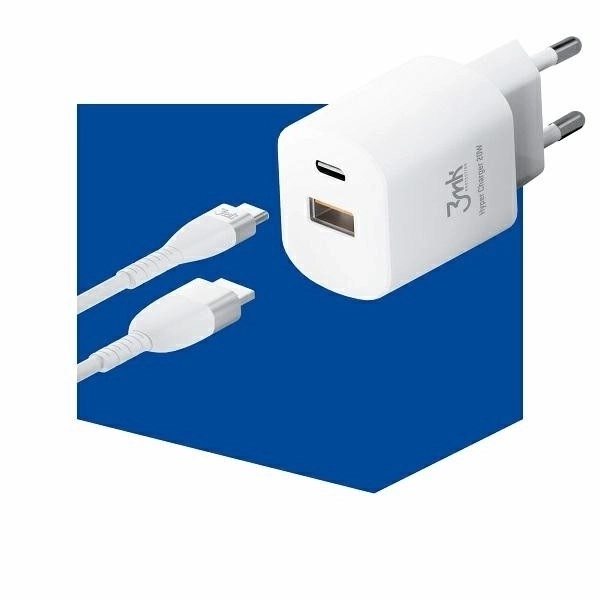 Nabíječka 20W 1xUSB-C +USB-A PD QC bez kabelu Bílá