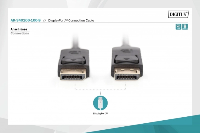 Propojovací kabel DisplayPort s 1080p 60Hz FHD zacvakávací typ DP/DP M/M 10m černý