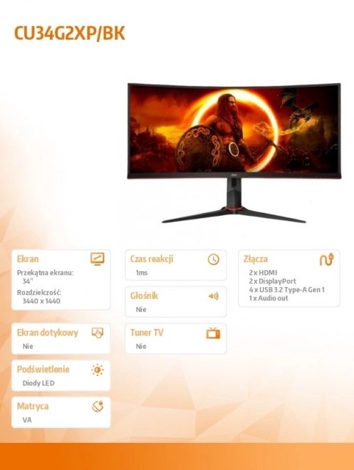 Zakrivený Monitor pro Hráče 34 palců 180Hz