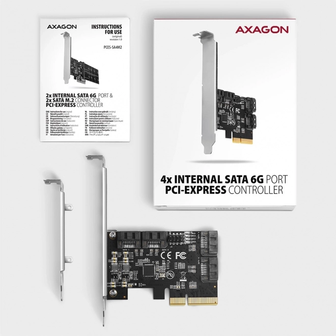 PCES-SA4X4 řadič PCIe 4x interní port SATA 6G, ASM1164, SP & LP
