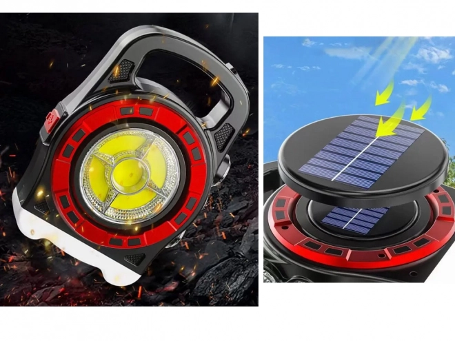 Solární přenosná LED svítilna s powerbankou
