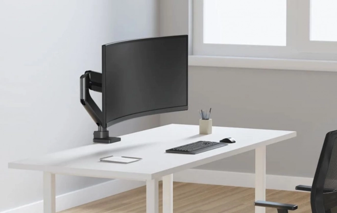 Plně pohyblivý držák na stůl pro zakřivené ultrawide obrazovky Neomounts