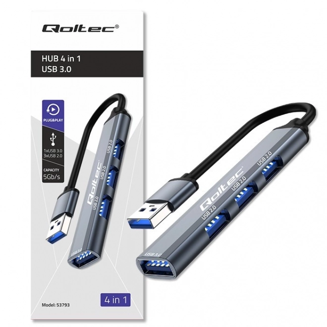 Adaptér USB 3.0 hUB 4v1 | USB 3.0 | 3x USB 2.0