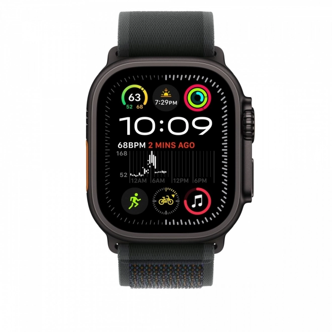 Černý řemínek Trail pro pouzdro 49 mm - M/L - titanové prvky