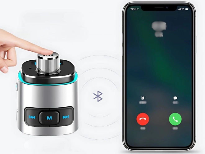 Bluetooth FM vysílač s rychlonabíječkou 2x USB a osvětlením