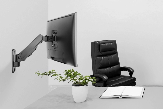Jednoduchý nástěnný držák, 1xLCD, max. 32", max. zatížení 8 kg, s plynovou pružinou, otočný