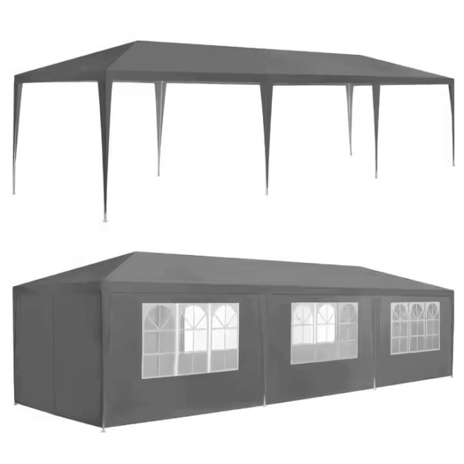 Zahradní komerční stan 3x9 m 8 stěn šedý