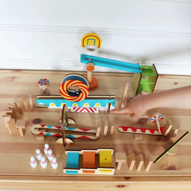 Dřevěné stavební kostky domino / domino puzzle Tooky Toy
