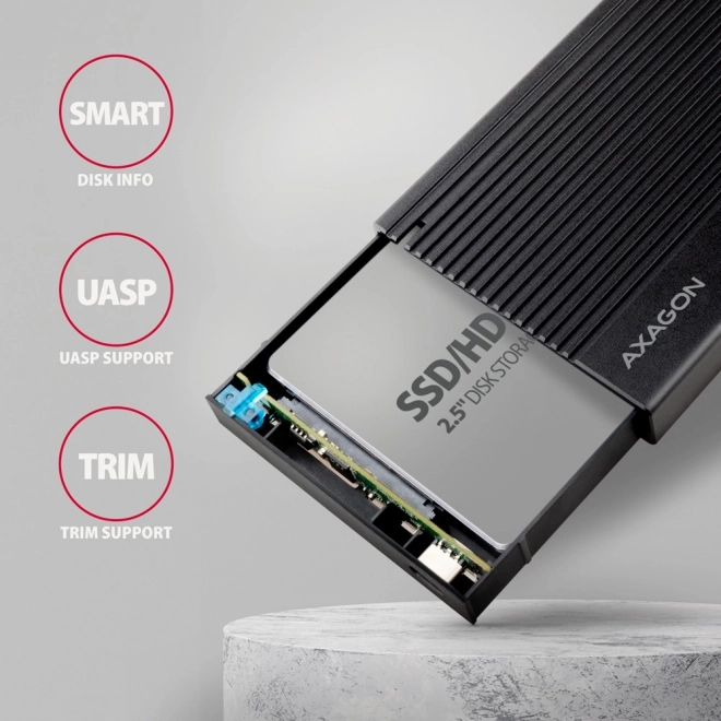 Hliníkové pouzdro pro externí disky USB3.2 Gen 2 - SATA 6G 2.5" SSD/HDD