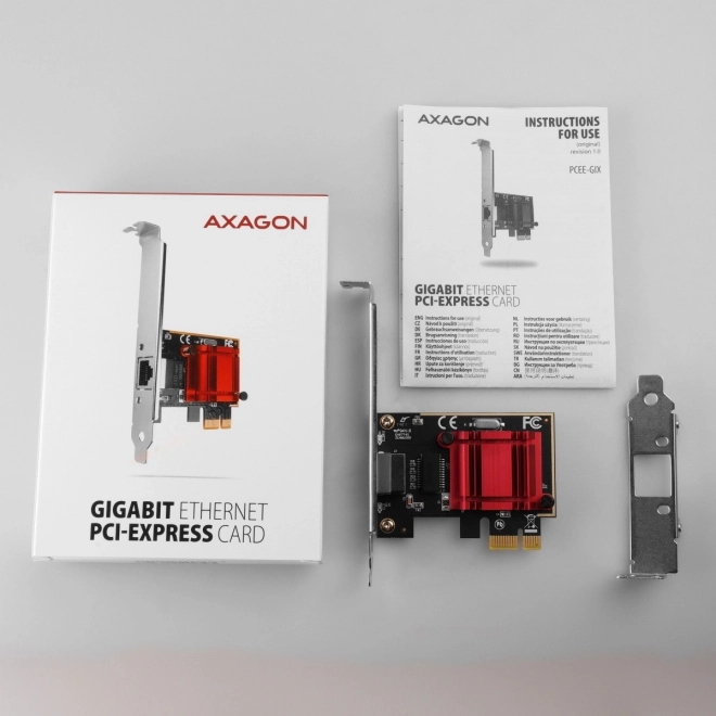 PCIe síťová karta Gigabit Ethernet s čipem Intel I210AT, RJ‑45, nízký profil