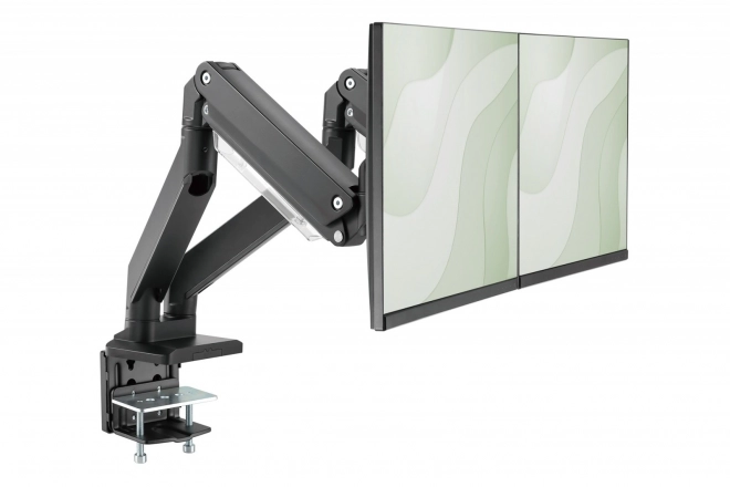 Dvouramenný stolní držák monitorů s plynovou pružinou
