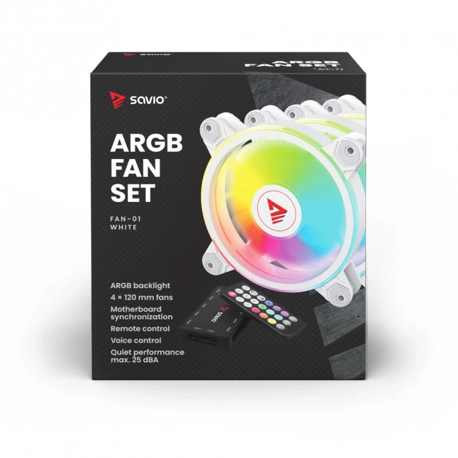 FAN-01 White 4-pack 120mm ARGB ventilátor včetně ovladače a dálkového ovládání