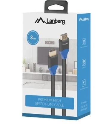 Kabel HDMI M/M V2.0 3m 4K pevný měděný černý BOX