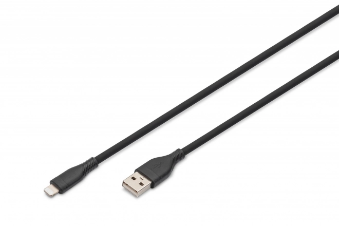 Silikonový napájecí kabel USB-A - Lightning, USB 2.0 12W, certifikovaný MFI, 1m, černý
