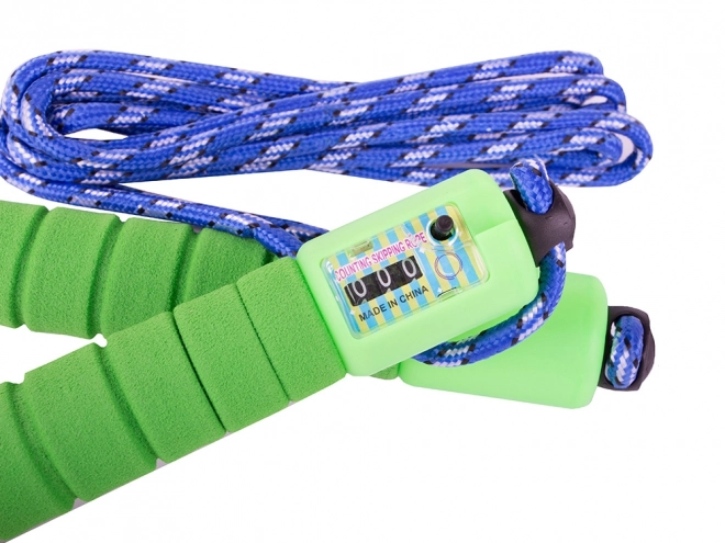 Zelené švihadlo s digitálním počítadlem pro fitness