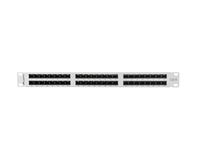 Patch panel 48 portů 1U kat.6 šedý