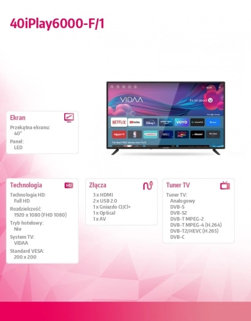 LED Televize 40 palců Smart TV