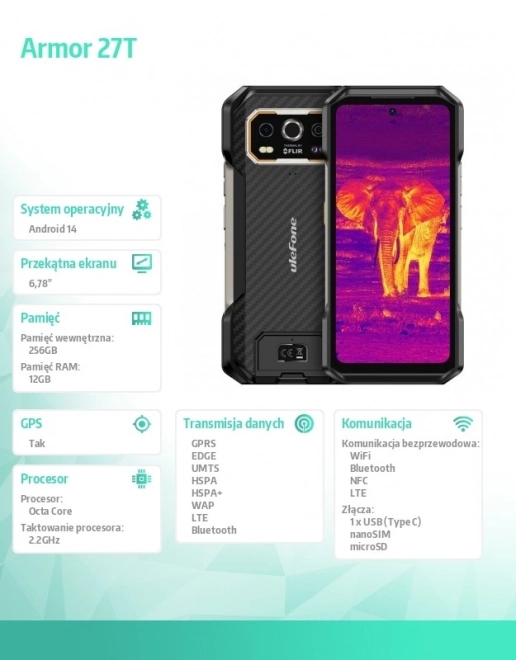 Chytrý telefon Armor 27T 5G s termovizí