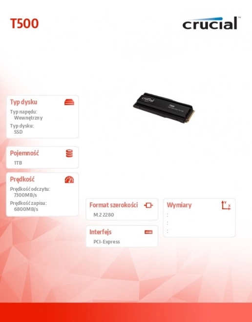 T500 1TB M.2 NVMe 2280 PCIe40 7300/6800 Chladič