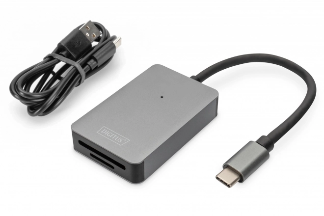 Čtečka paměťových karet USB-C, 2 porty UHS-II SD4.0 TF4.0 High Speed, hliníková, šedá