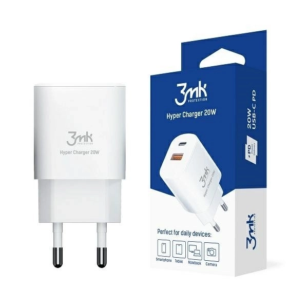 Nabíječka 20W 1xUSB-C +USB-A PD QC bez kabelu Bílá