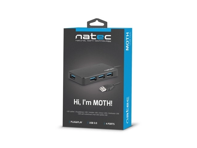 Moth USB 3.0 4portový rozbočovač USB černý