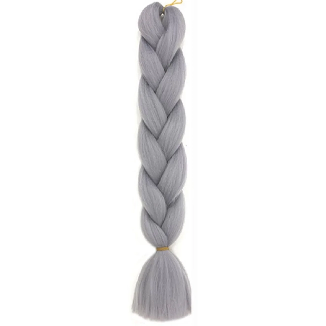 Syntetické barevné vlasy pro copánky a dredy 60 cm šedé