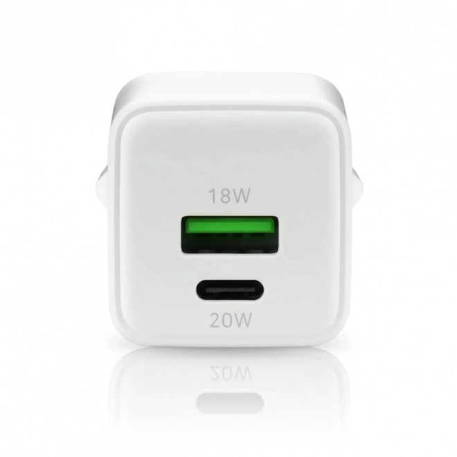 Nabíječka do sítě GaN 1x USB, 1x USB-C 20W QC3.0 bílá