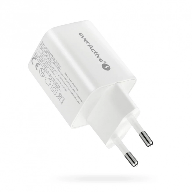 Síťová nabíječka everActive GaN USB a USB-C 45W bílá
