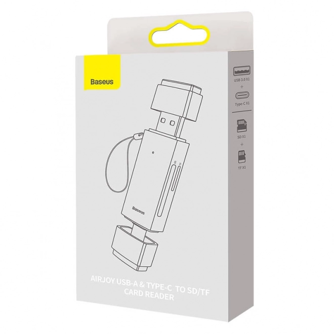 Baseus čtečka paměťových karet SD/TF USB a USB-C šedá