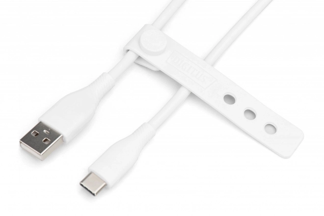 Silikonový napájecí kabel USB-A - USB-C, USB 2.0 60W, 1m, bílý