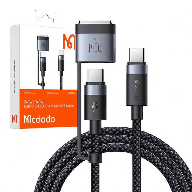 Kabel 2 v 1 z USB-C na USB-C + Magsafe 3 Mcdodo CA-0140, 2 m (černý)