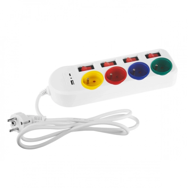 Prodlužovací kabel 4 zásuvky 1,5 m, USB A/C MCE508 W