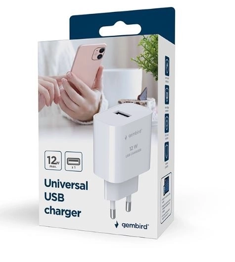 Univerzální USB nabíječka 2.4A bílá