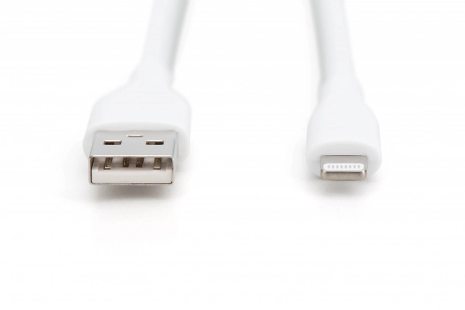 Silikonový napájecí kabel USB-A - Lightning, USB 2.0 12W, certifikovaný MFI, 0,5 m, bílý