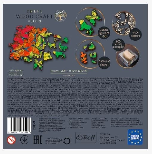 Dřevěné puzzle Trefl Wood Craft Duhoví motýli 501 dílků