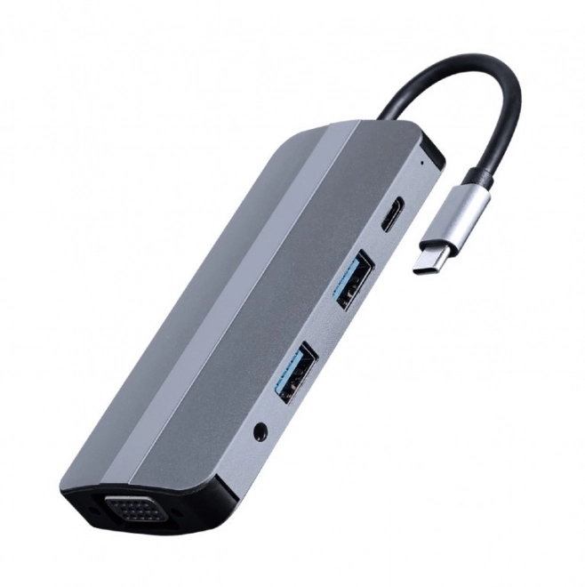 Adaptér USB-C 8v1, HDMI, USB-C, PD, VGA, USB 3.1, 2.0, audio, čtečka karet