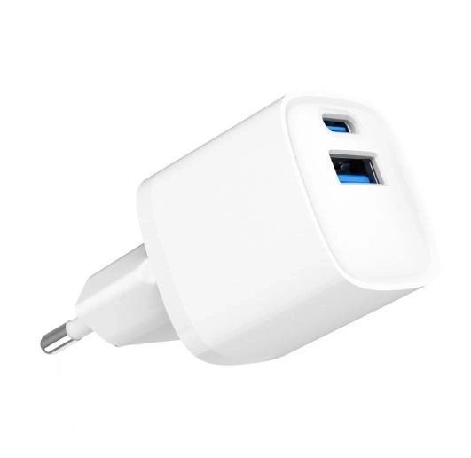 USB-A USB-C 20W PD QC3.0 mini-nabíječka bílá
