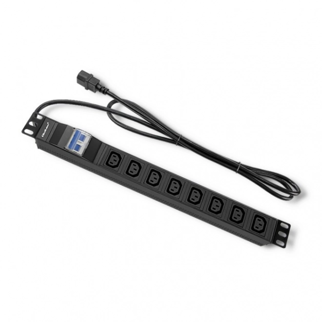 Napájecí lišta pro 19palcový rack | jistič | 1U | 10A | PDU | 8xIEC C13 | 2m