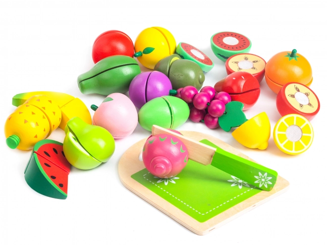 Dřevěné ovoce na krájení, 20 kusů ECOTOYS