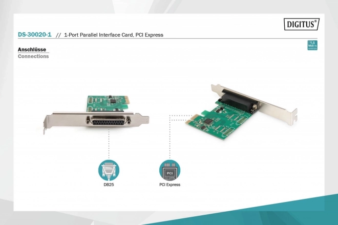 Rozšiřující karta (řadič) LPT PCI Express, 1xDB25, nízký profil, čipová sada: ASIX99100
