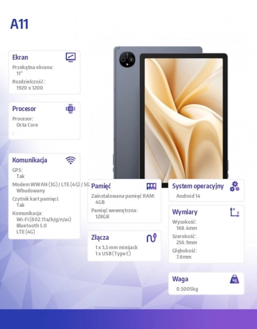Tablet 11 palců 4G 4GB/256GB šedá