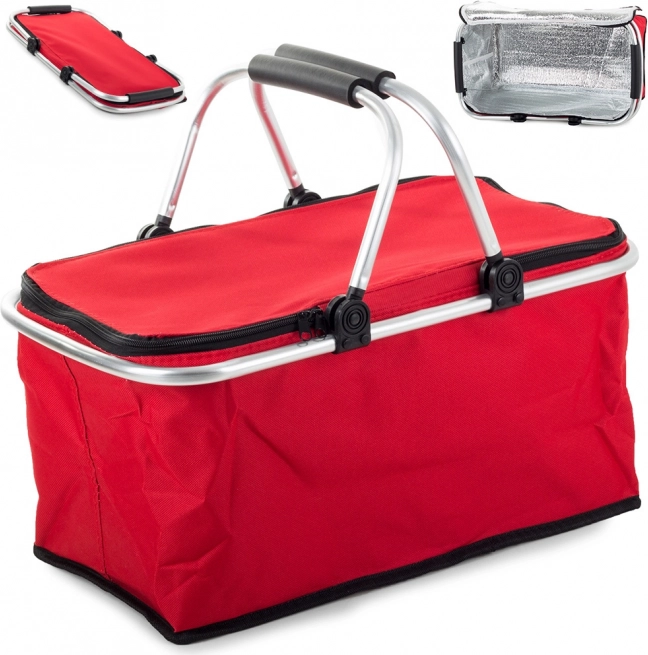Coș de picnic termic pliabil – červený