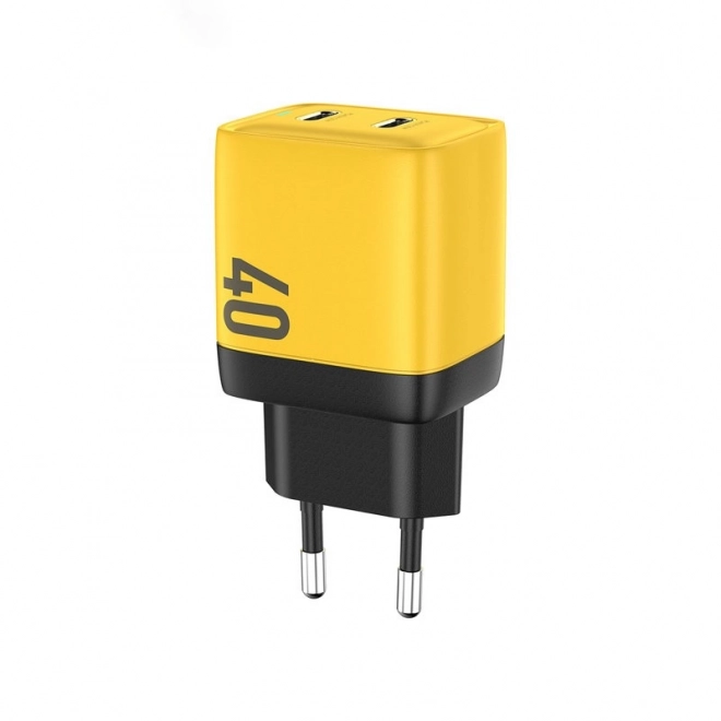 Síťová nabíječka 2x USB-C Super Fast Charger GaN 40W žlutá