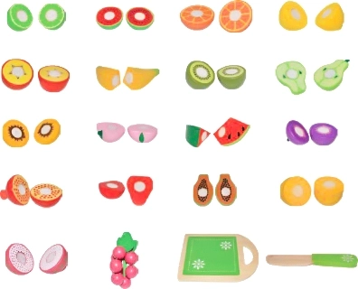 Dřevěné ovoce na krájení, 20 kusů ECOTOYS